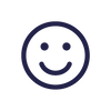 Illustrated navy blue smiley face.