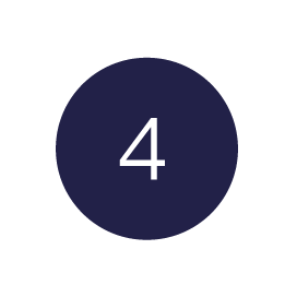 The number 4 in white inside navy blue circle.