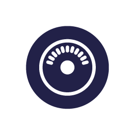 White and navy blue circle.