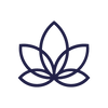 Illustrated navy blue lotus flower.